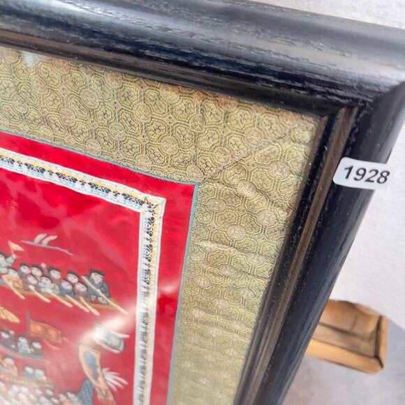 Vintage Chinese Silk Tapestry Embroidered Boats Kids Professionally Matted Frame - Picture 16 of 16